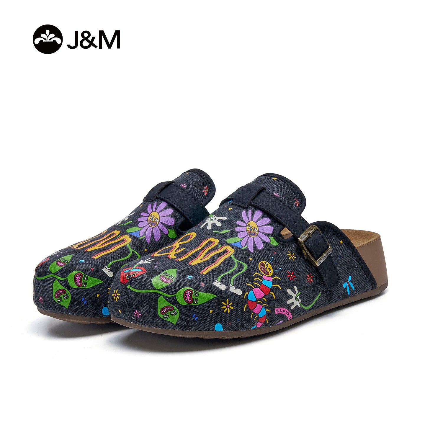 Joy&mario Women’s Slip-On Printed Fabric Birken Mule Slippers Shoes-77399W