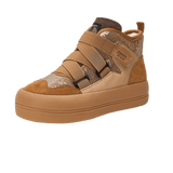 JOY&MARIO Women's Sequins and Action Leather Lace-up Snow Boots in Camel-65709W
