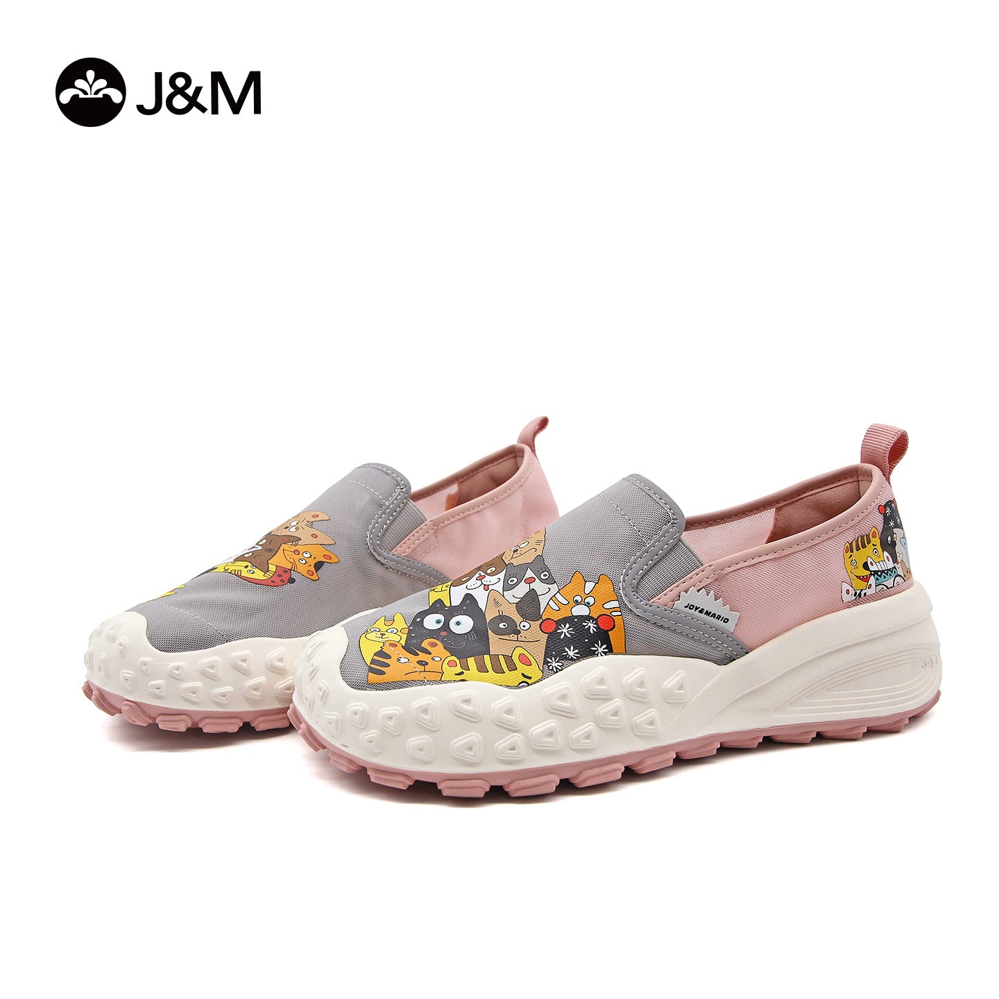 Joy&mario Women’s Slip-on Twill Printed Platform Loafers Shoes-66369W