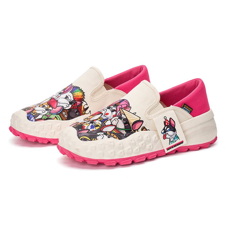 Joy&mario Women’s Slip-on Cartoon Twill Loafers Shoes in Rose-65792W