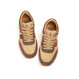 JOY&MARIO Women’s Lace-up Slip-on Cow Suede and Twill sneaker in Brown-73120W