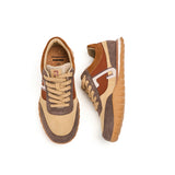 JOY&MARIO Women’s Lace-up Slip-on Cow Suede and Twill sneaker in Brown-73120W