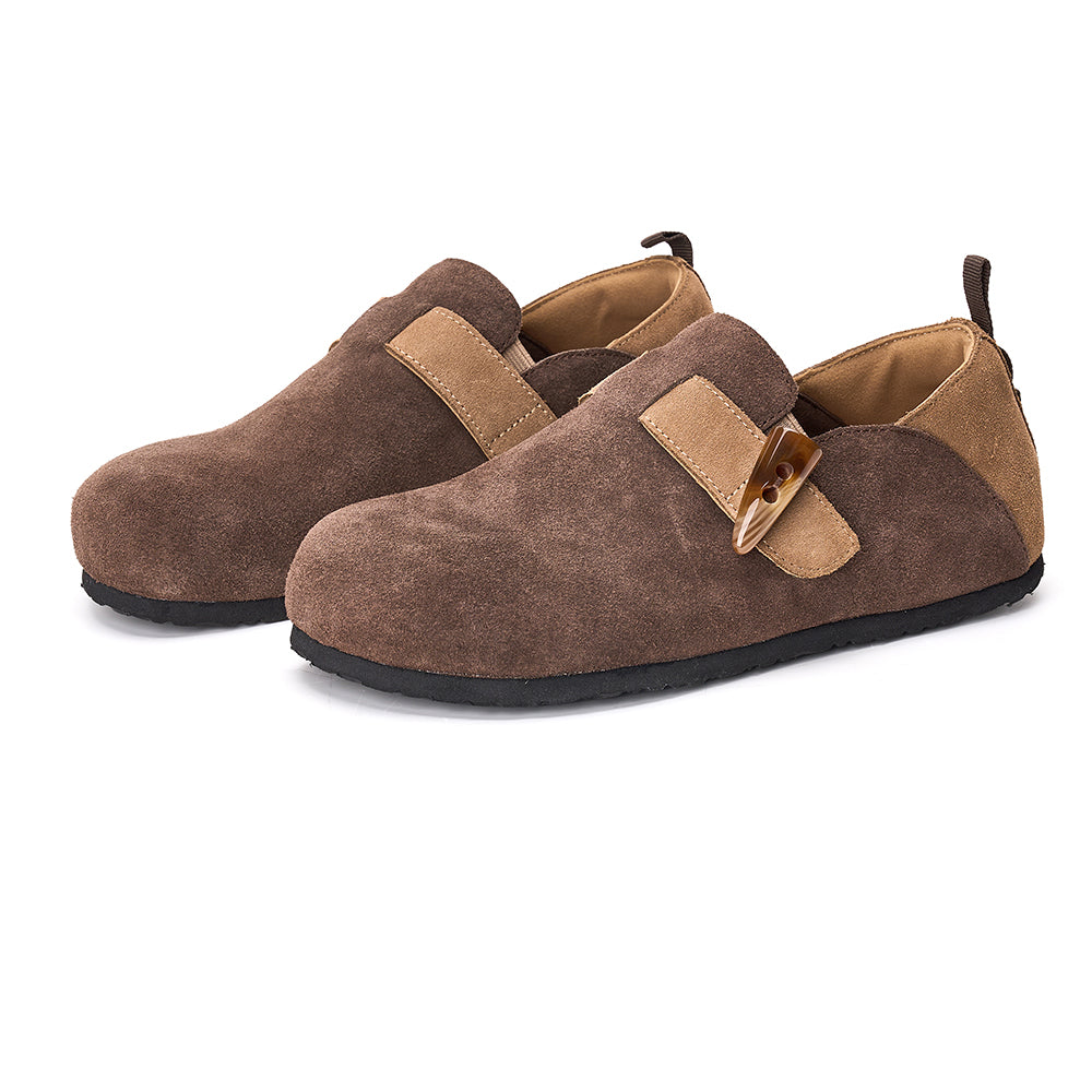 Joy&mario Women’s Slip-On Cow Suede Birken Shoes in Coffee-77206W