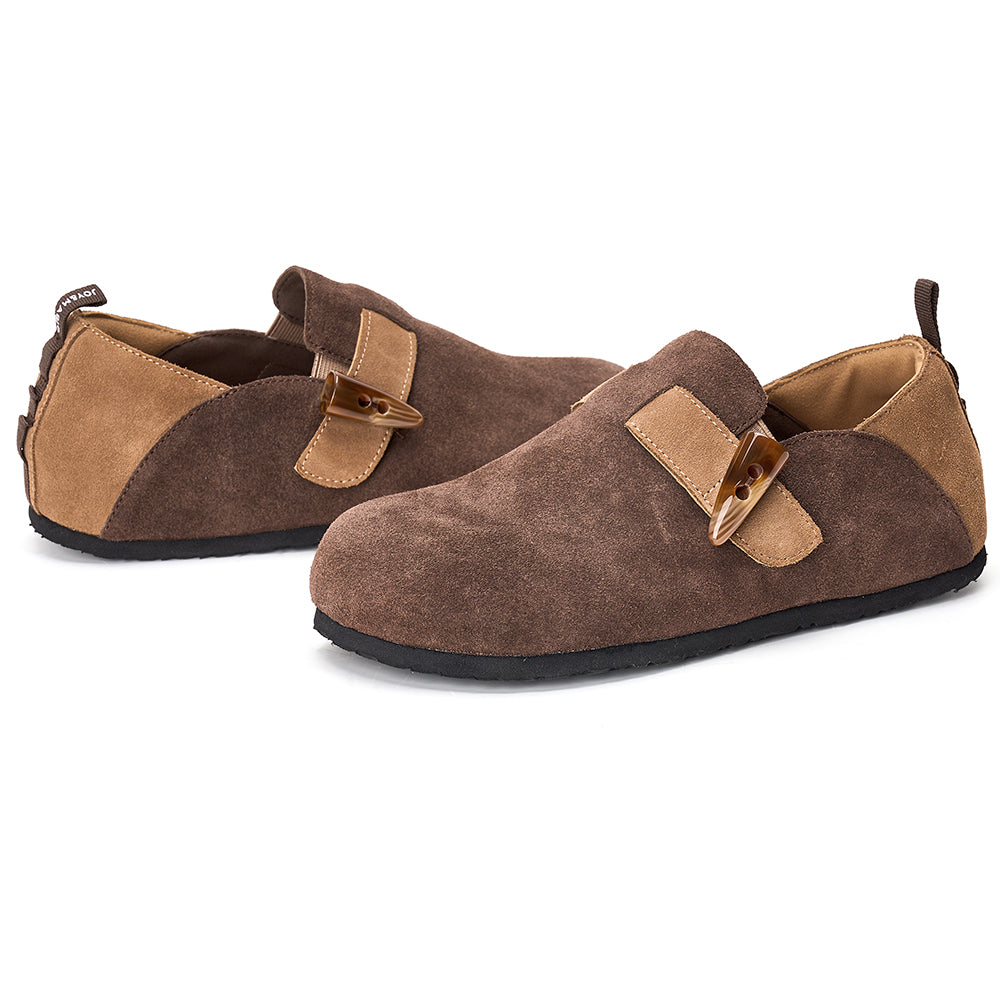 Joy&mario Women’s Slip-On Cow Suede Birken Shoes in Coffee-77206W