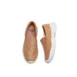 JOY&MARIO Women’s Slip-On  Glitter Loafers in Camel-76316W