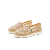 JOY&MARIO Handmade Women’s Slip-On Espadrille Mesh Loafers in Gold-52108W