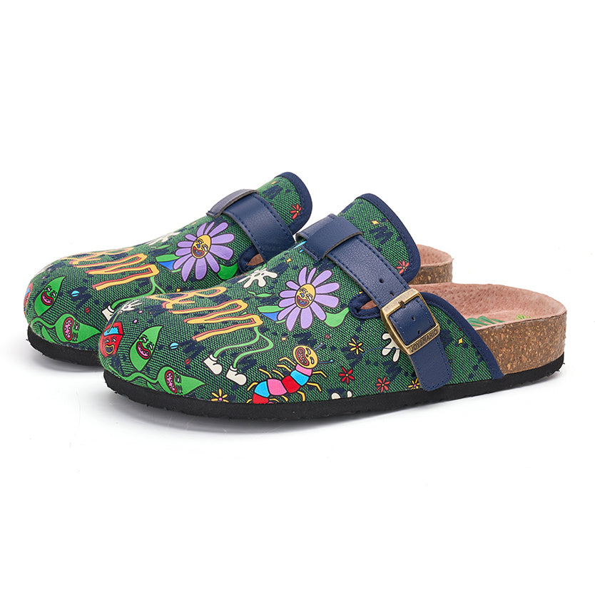 Joy&mario Women’s Slip-On Fabric Birken Slipper Shoes in Green-77221W