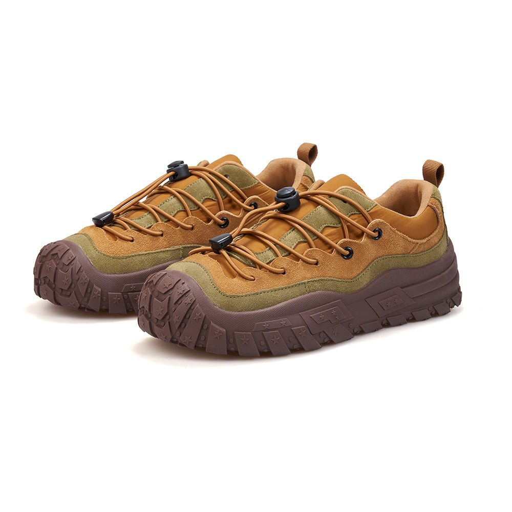 Joy&mario Women’s Cow suede and Fabric Lace-up Loafers Shoesin Camel-65911W
