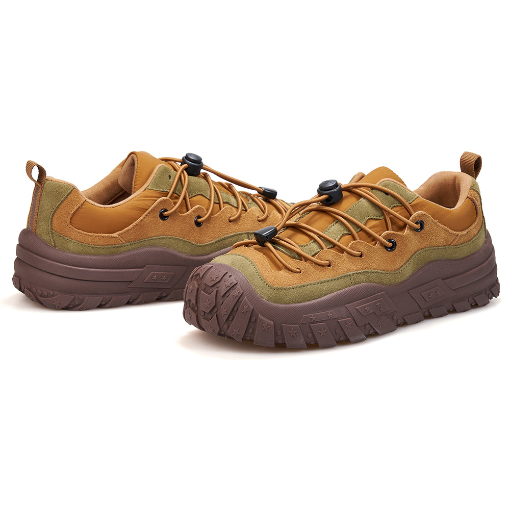Joy&mario Women’s Cow suede and Fabric Lace-up Loafers Shoesin Camel-65911W