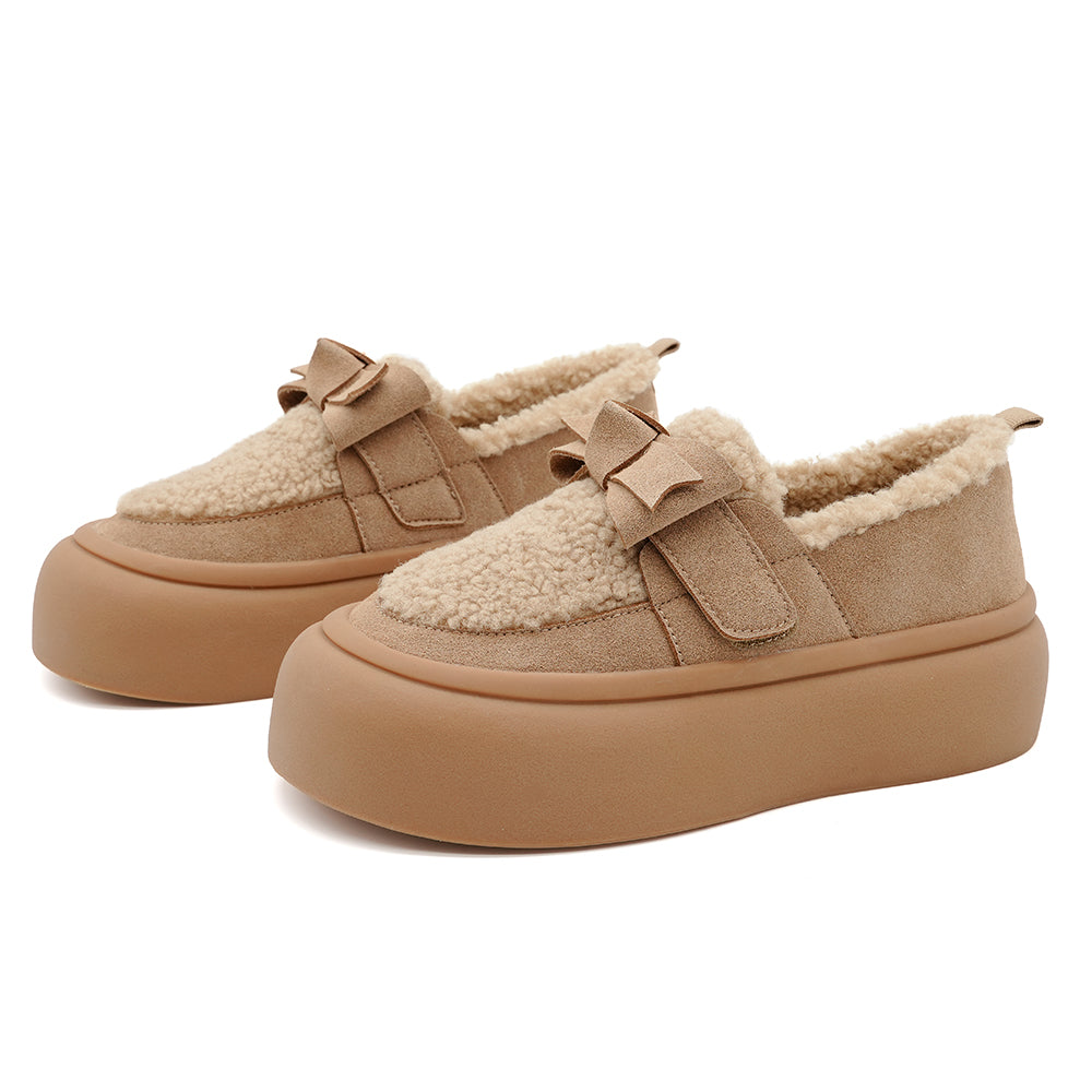 Joy&mario Women's Fur and Leather Slip-on Shoes Winter Boots-87990W