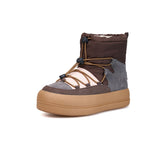 JOY&MARIO Women's Leather and Fabric Slip-on Boots in Coffee-87973W