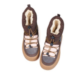 JOY&MARIO Women's Leather and Fabric Slip-on Boots in Coffee-87973W