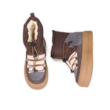 JOY&MARIO Women's Leather and Fabric Slip-on Boots in Coffee-87973W