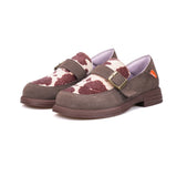Women’s Slip-on Cow-Print Leather Coffee Flat Loafers Shoes-79128W