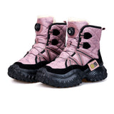 JOY&MARIO Women's Fur and Fabric Slip-on Boots in Purple-85181W