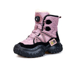 JOY&MARIO Women's Fur and Fabric Slip-on Boots in Purple-85181W