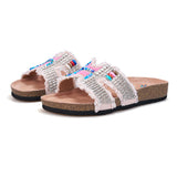 JOY&MARIO Women’s Slip-On Pearl Fabric Birken Shoes in Pink-77259W