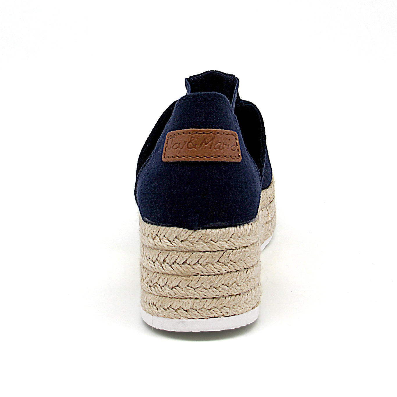 JOY&MARIO Handmade Women’s Slip-On Espadrille Linen Loafers Wedges in Black-AE006W JOYANDMARIO