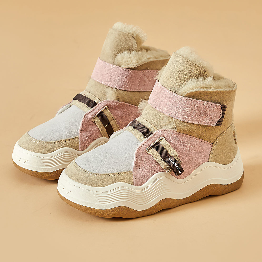 Joy&mario Women's Lace-up Ankle Winter Snow Boots Shoes in Pink-87308W