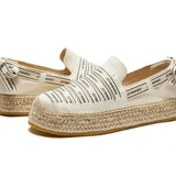 JOY&MARIO Handmade Women’s Slip-On Espadrille Canvas Loafers Flats in Beige-72215W JOYANDMARIO