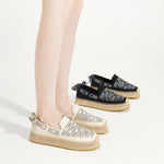 JOY&MARIO Handmade Women’s Slip-On Espadrille Canvas Loafers Flats in Beige-72215W JOYANDMARIO