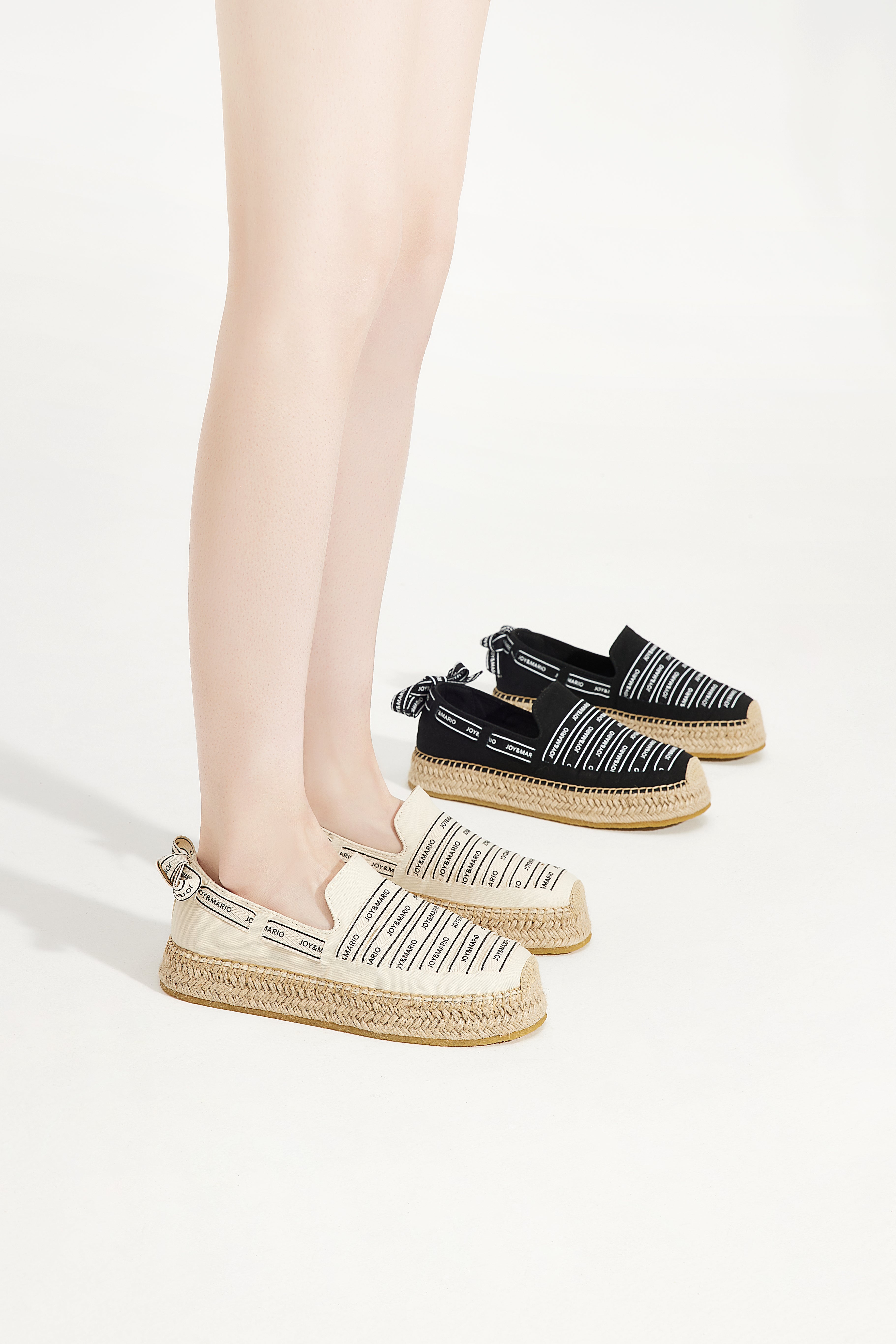 JOY&MARIO Handmade Women’s Slip-On Espadrille Canvas Loafers Flats in Beige-72215W JOYANDMARIO