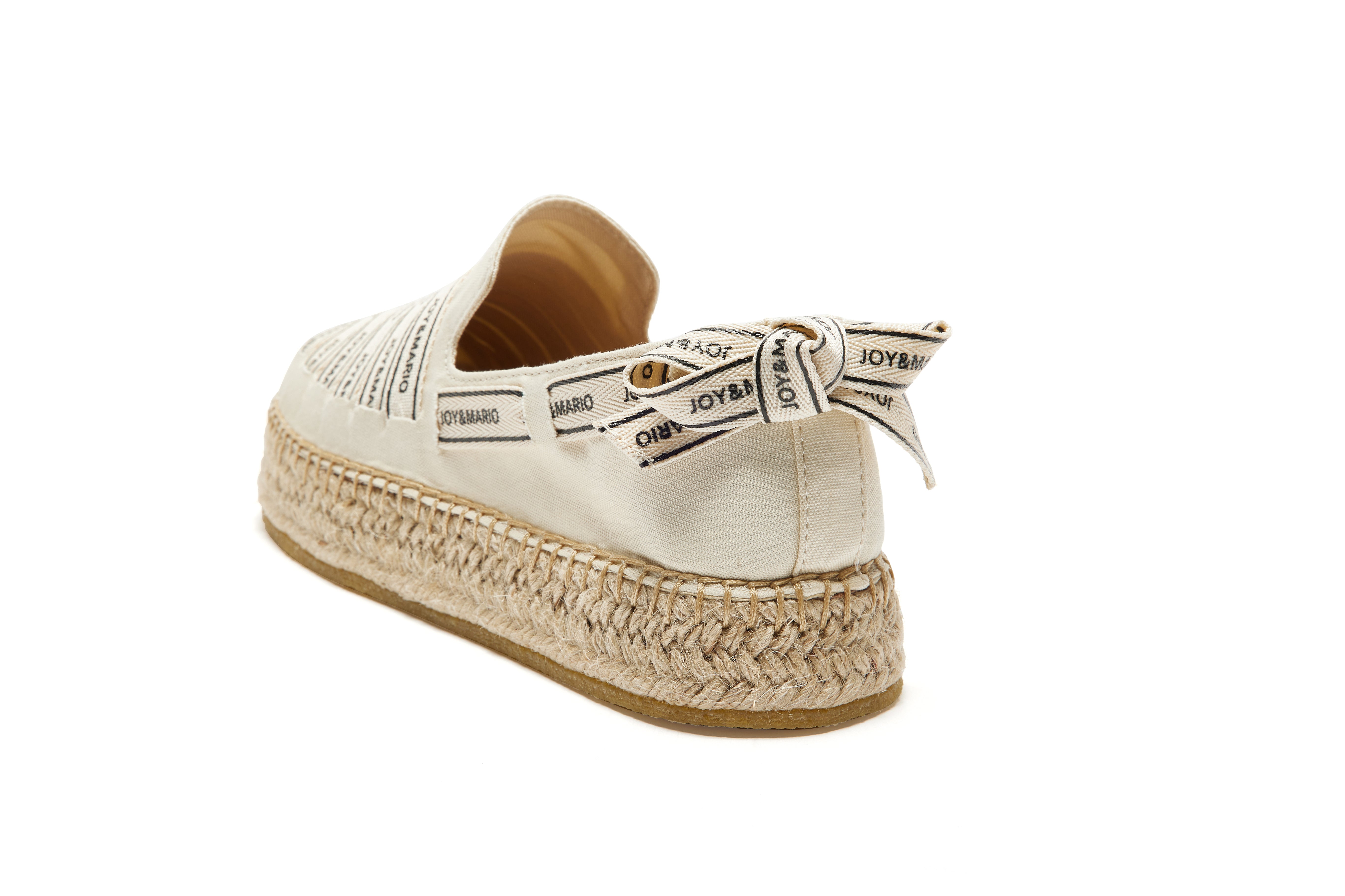 JOY&MARIO Handmade Women’s Slip-On Espadrille Canvas Loafers Flats in Beige-72215W JOYANDMARIO