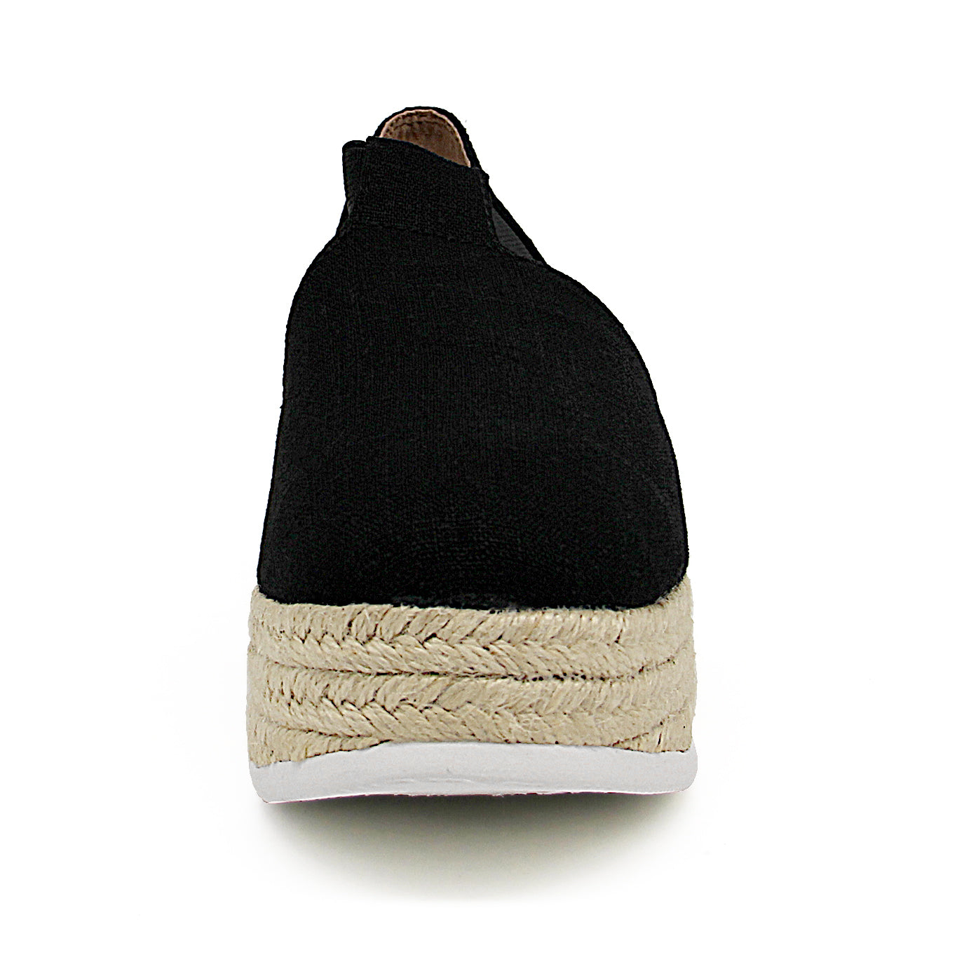 JOY&MARIO Handmade Women’s Slip-On Espadrille Linen Loafers Wedges in Black-AE006W JOYANDMARIO