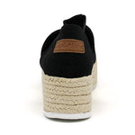 JOY&MARIO Handmade Women’s Slip-On Espadrille Linen Loafers Wedges in Black-AE006W JOYANDMARIO
