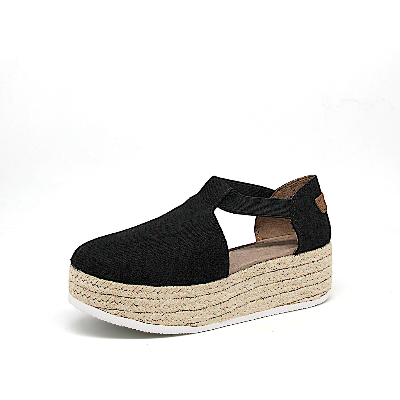 JOY&MARIO Handmade Women’s Slip-On Espadrille Linen Loafers Wedges in Black-AE006W JOYANDMARIO