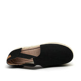 JOY&MARIO Handmade Women’s Slip-On Espadrille Linen Loafers Wedges in Black-AE006W JOYANDMARIO
