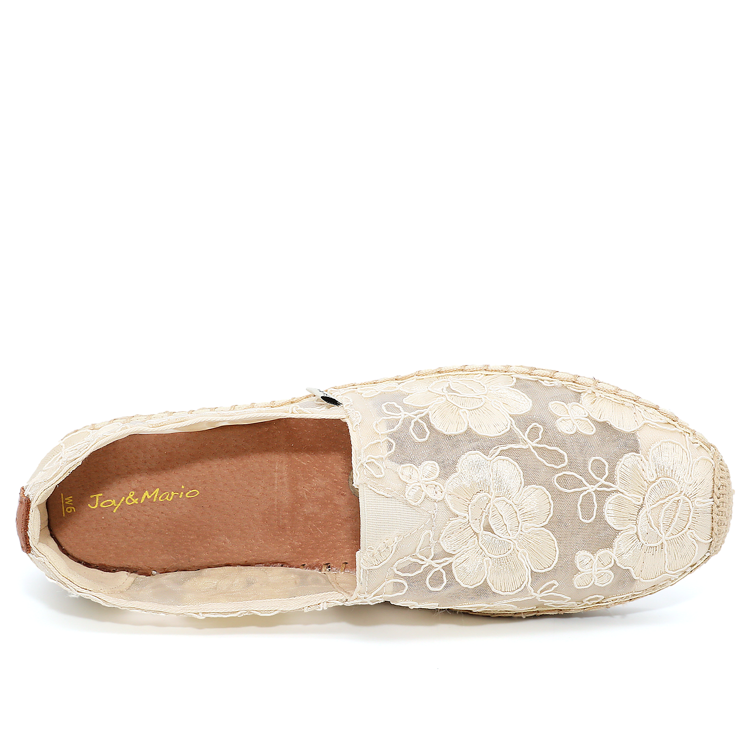JOY&MARIO Handmade Women’s Slip-On Espadrille Mesh Loafers Flats in Beige-A01129W JOYANDMARIO