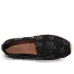 JOY&MARIO Handmade Women’s Slip-On Espadrille Mesh Loafers Flats in Black-A01287W JOYANDMARIO