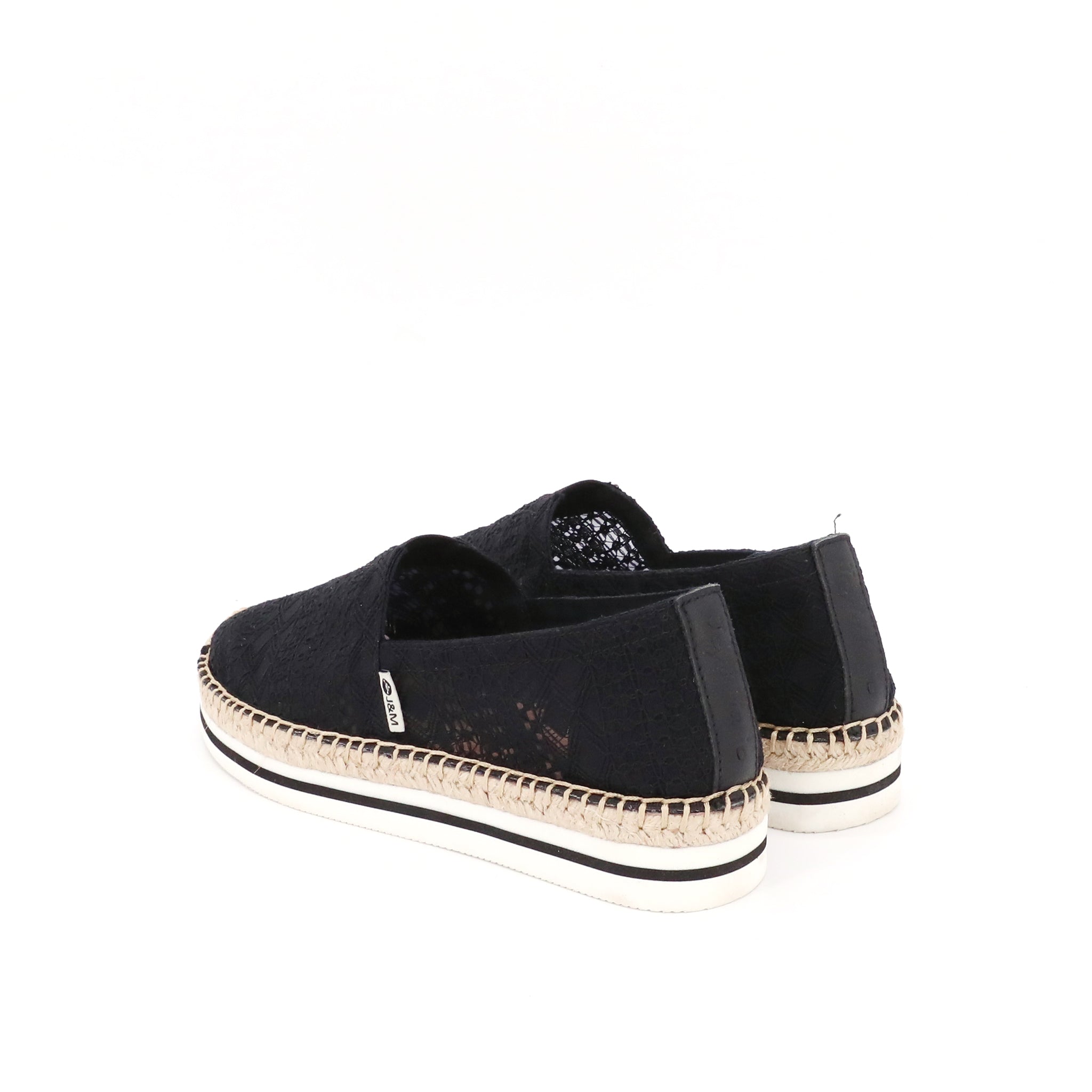 JOY&MARIO Handmade Women’s Slip-On Espadrille Mesh Loafers Platform in Black-A51350W JOYANDMARIO