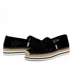 JOY&MARIO Handmade Women’s Slip-On Espadrille Mesh Loafers Platform in Black-A51350W JOYANDMARIO