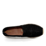 JOY&MARIO Handmade Women’s Slip-On Espadrille Mesh Loafers Platform in Black-A51350W JOYANDMARIO
