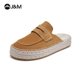 Joy&mario Handmade Women’s Slip-On Espadrille Sheepskin Slippers Shoes -05916W