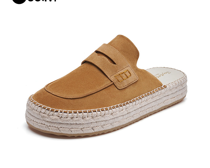 Joy&mario Handmade Women’s Slip-On Espadrille Sheepskin Slippers Shoes -05916W