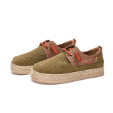 Load image into Gallery viewer, JOY&amp;MARIO Handmade Women’s and Men&#39;s Slip-On Espadrille Cow Suede and Twill Couple Loafers in Green-05639W/M