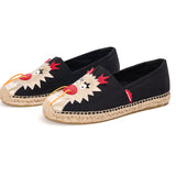 Load image into Gallery viewer, JOY&amp;MARIO Handmade Women’s Slip-On Espadrille Twill Loafers Flats in Black-05696W