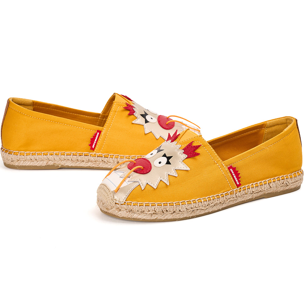 JOY&MARIO Handmade Women’s Slip-On Espadrille Twill Loafers Flats in Yellow-05696W