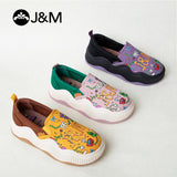 Joy&mario Women’s Slip-on Printed Mesh Platform Loafers Shoes-87978W