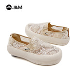 Joy&mario Women’s Slip-on Sequins Mesh Platform Loafers Shoes-87901W