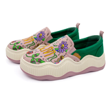 Joy&mario Women’s Slip-on Printed Mesh Platform Loafers Shoes-87978W