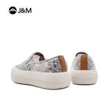 Joy&mario Women’s Slip-on Sequins Mesh Platform Loafers Shoes-87901W