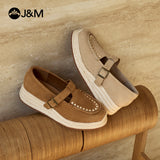 Joy&mario Handmade Women’s Slip-On Espadrille Sheepskin Wedges Shoes -86327W