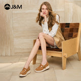 Joy&mario Handmade Women’s Slip-On Espadrille Sheepskin Wedges Shoes -86327W