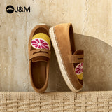 Joy&mario Handmade Women’s Slip-On Espadrille Cow Suede Flats Shoes -05906W