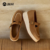 Joy&mario Handmade Women’s Slip-On Espadrille Sheepskin Wedges Shoes -86327W