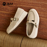 Joy&mario Handmade Women’s Slip-On Espadrille Sheepskin Wedges Shoes -86327W